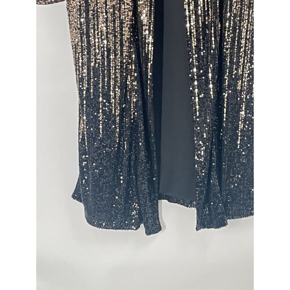 Anthropologie Gold Sequin Long Sleeve Duster Cardigan Holiday NYE Glam Sz S NWT - Picture 3 of 10